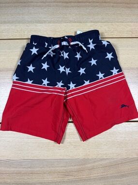 Tommy Bahama Boys Red and Navy Star Swim Trunks